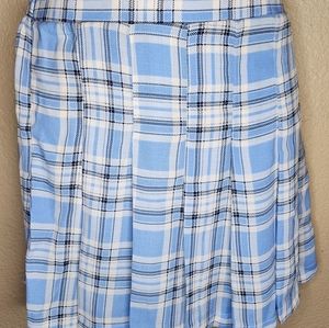 Love Squared Girls Plaid A-Line Skirt Sky Blue Tartan Size 10 NWT